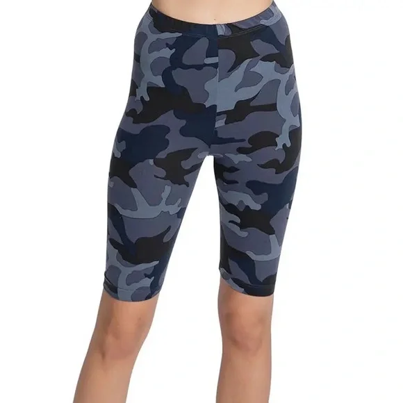 SALE! Navy Camo Green High Waist Biker Shorts - Picture 4 of 8